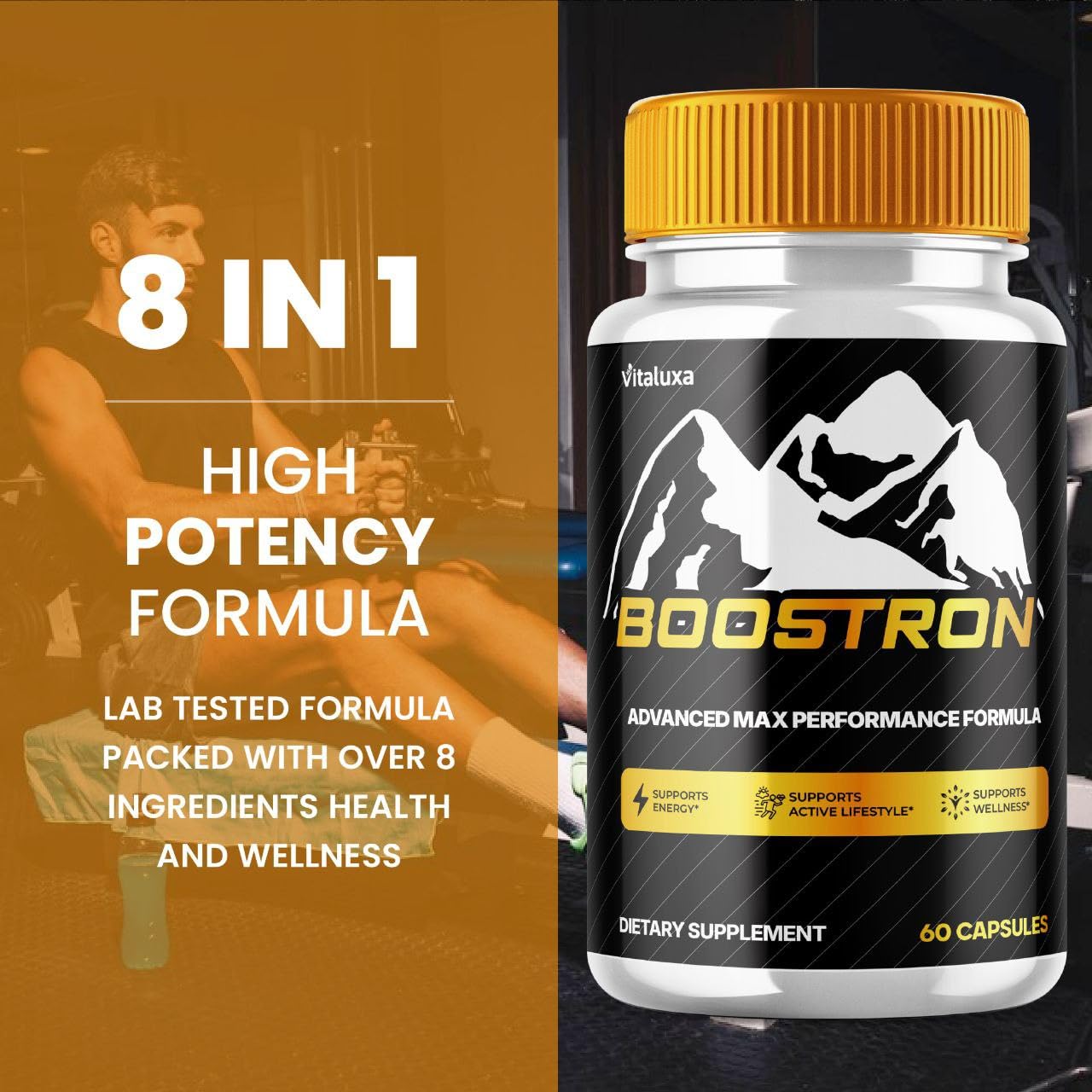 Boostron Capsules, Boostron Supplement Pills - Boostrom Maximum Strength Performance Blend Premium Advanced Formula All Natural Ingredients for Advanced Health Vitamin Support Reviews (60 Capsules) VitaluxaBuy Supplements Australia