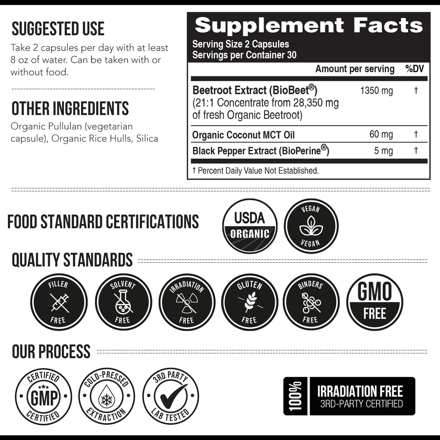 BioBeet® Max Strength Beet Root Capsules - 21:1 Concentrate, Each Serving Derived from 28,350 mg Organic Beetroot - Absorption Enhancement