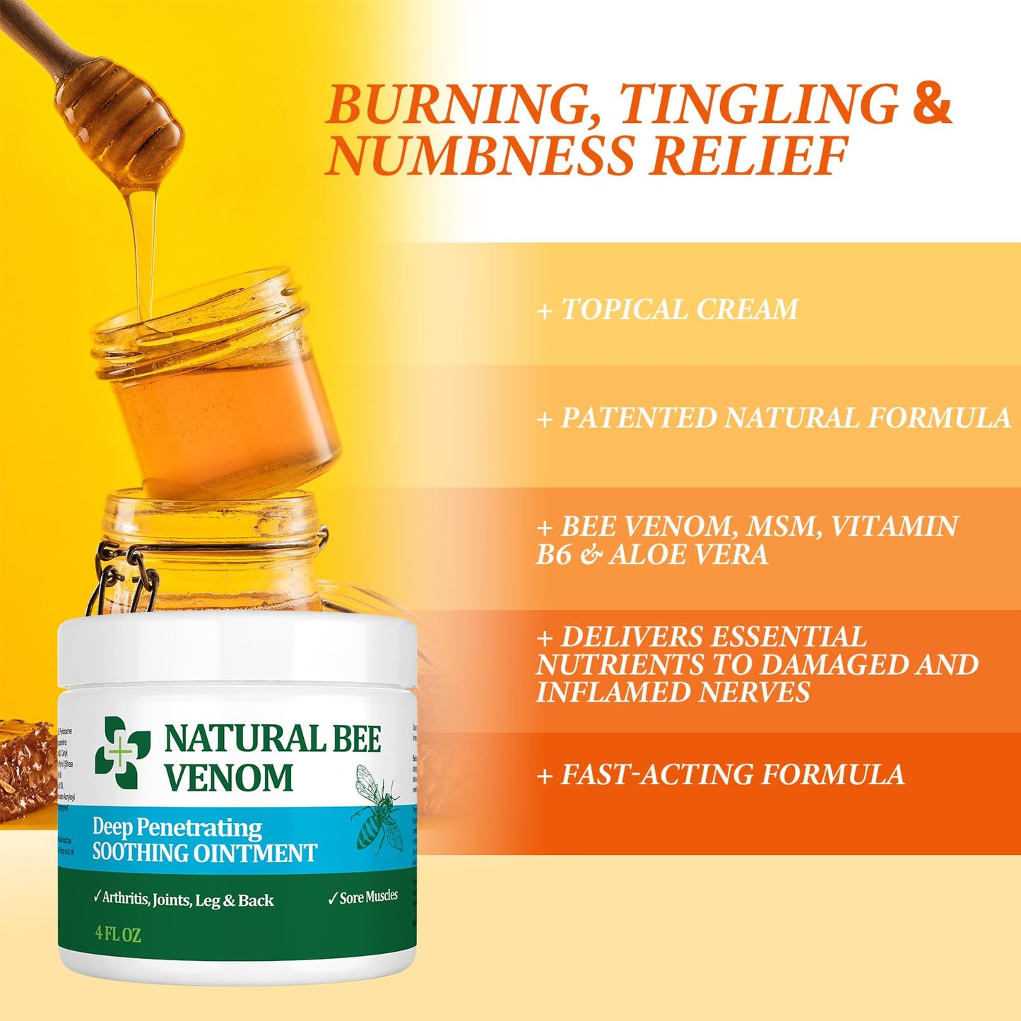 PIBIOOMAP Zealand Bee Venom Serum Gel, Professional for Joint, Muscle, Bone Cream, 24h Fast Release, Soothing Powerful for Back, Neck, Hand, Foot, Knee, Muscle, Shoulder, Hip, Nerve PIBIOOMAPBuy Supplements Australia