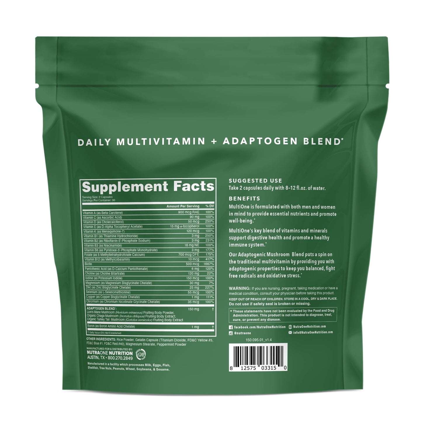 MultiOne Men & Women’s Daily Multivitamin - Essential Nutrients and Minerals for Optimal Health (60 Capsules) NutraOneBuy Supplements Australia
