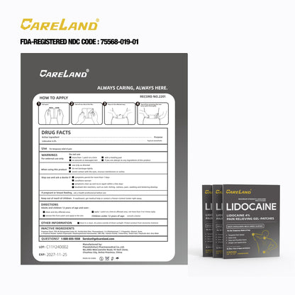 CARELAND Lidocaine Gel Patch, 18 Count Maximum Strength Pain Patches for Muscle Relief in Neck Knee Back and Shoulders Unscented Numbing Patch for Soothing Nerves, Joints CARELANDBuy Supplements Australia