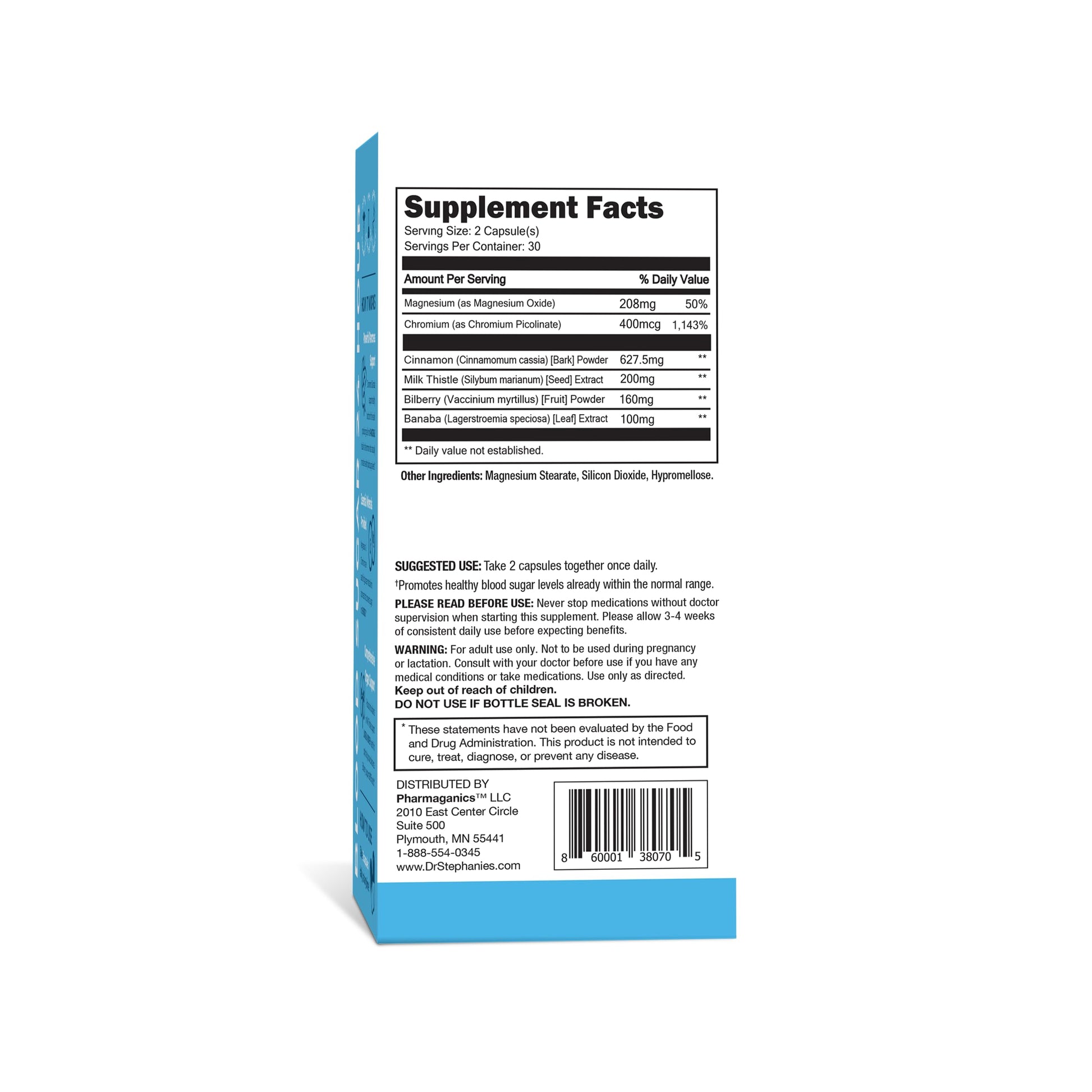 Pharmaganics Blood Sugar 24 Hour - 6 in 1 Formula with Cinnamon, Banaba, Chromium, Milk Thistle, & More - Once Daily Supplement PharmaganicsBuy Supplements Australia