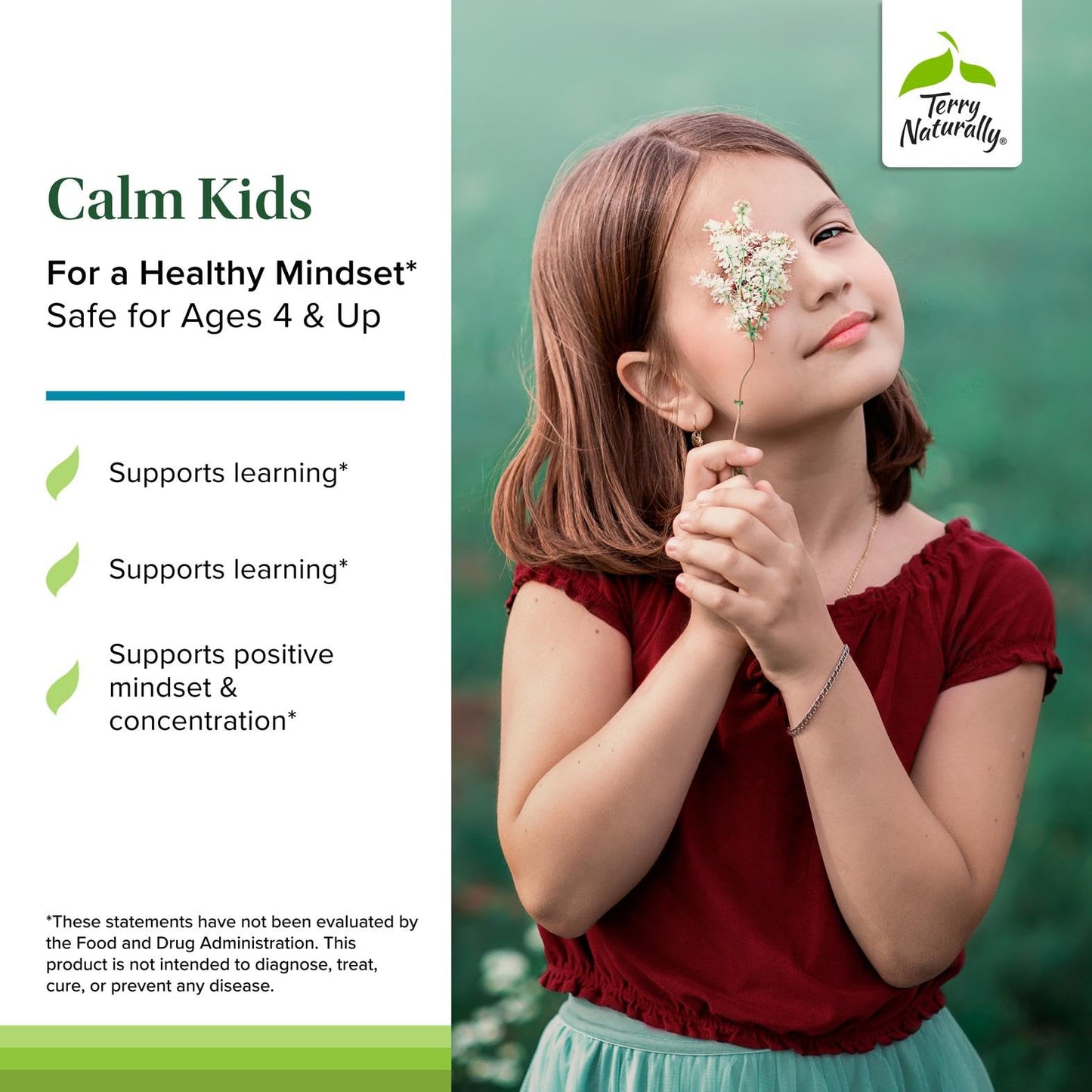 Terry Naturally Calm Kids - Calm Child Supplement - Brain Health for Focus, Memory & Concentration - Attention Supplement for Kids - Support Learning & Concentration - 60 Capsules Terry NaturallyBuy Supplements Australia