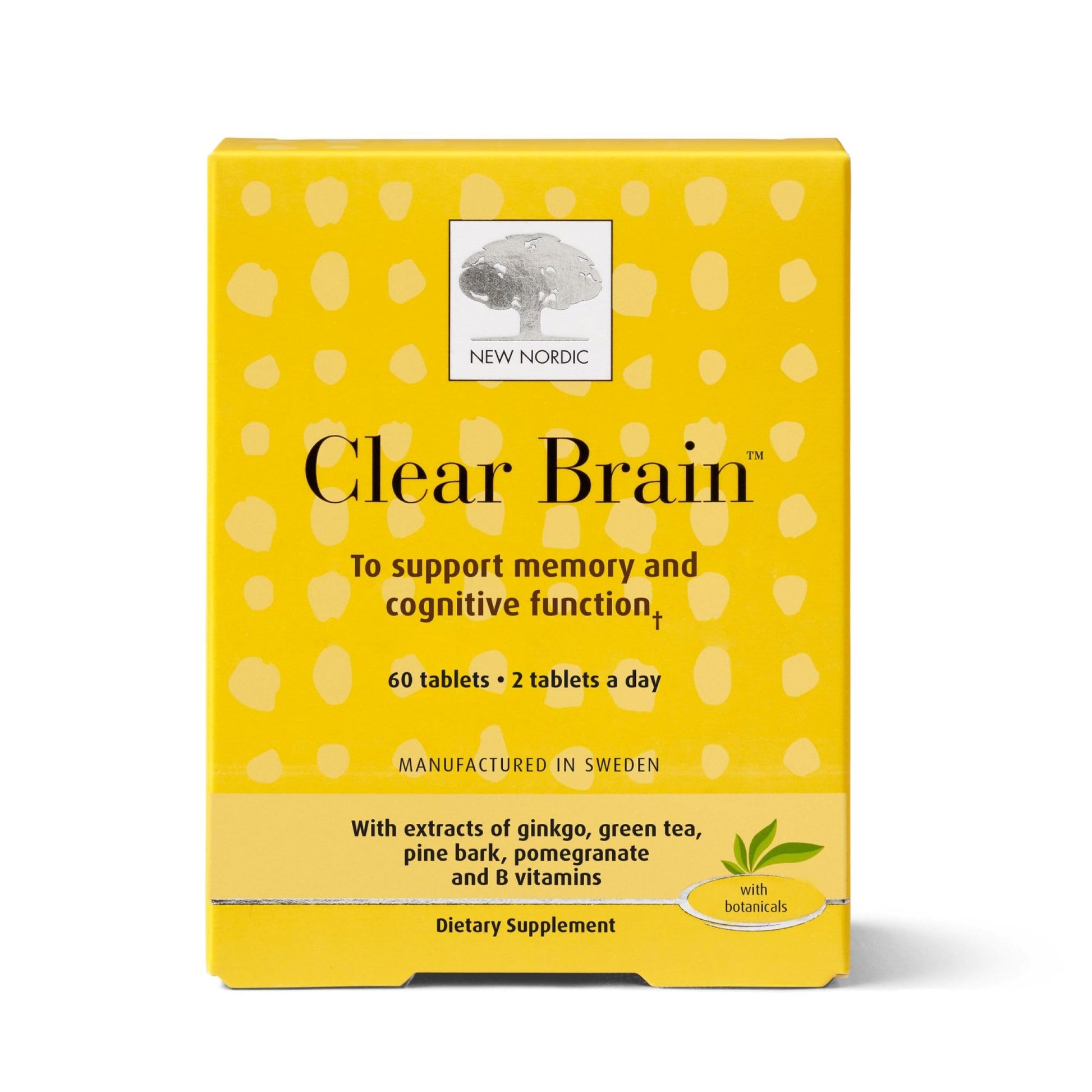 New Nordic Clear Brain Tablets, Supports Normal Cognitive Health and Memory, with Green Tea and Walnut, Swedish Made, 60 Count (Pack of 1) NEW NORDICBuy Supplements Australia
