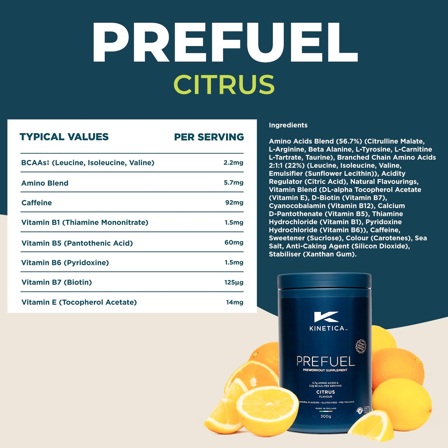 Kinetica PreFuel, Pre Workout, 5.7g Amino Acids & 2.2g BCAA's per Serving, 30 Servings KineticaBuy Supplements Australia