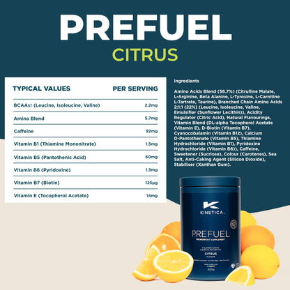 Kinetica PreFuel, Pre Workout, 5.7g Amino Acids & 2.2g BCAA's per Serving, 30 Servings KineticaBuy Supplements Australia