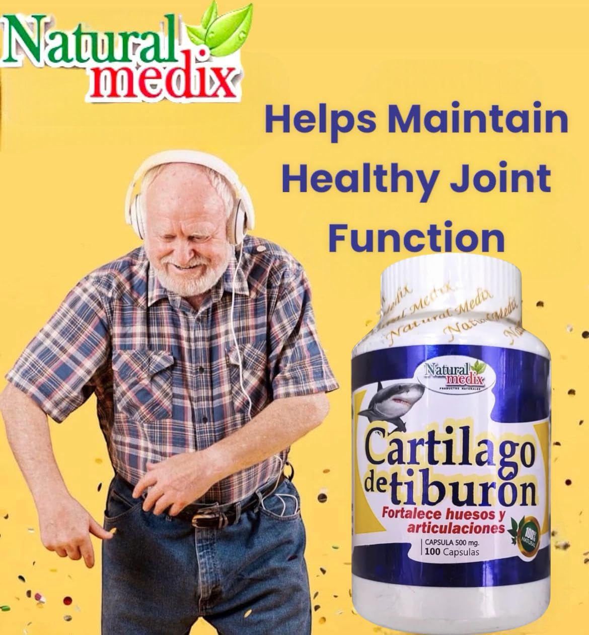 Natural medix Cartilage – Joint Support Supplement with Glucosamine, Collagen & Magnesium – 100 Caps - Cartílago de Tiburon Natural medixBuy Supplements Australia