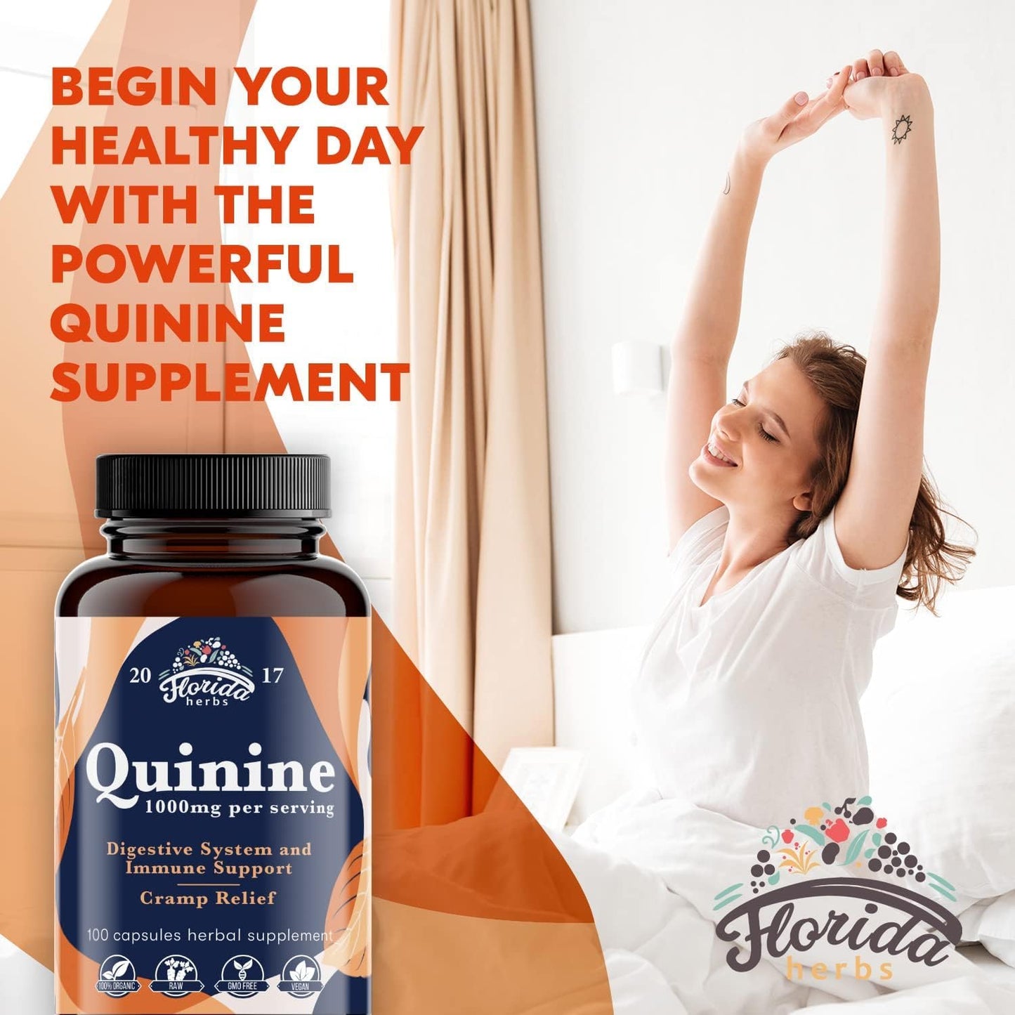 Leg Cramps Support Organic Pills - 1000 mg - Quinine Tablets for Cramp Defense FLORIDA HERBSBuy Supplements Australia