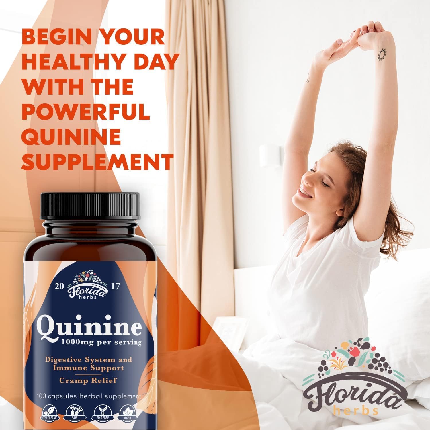 Leg Cramps Support Organic Pills - 1000 mg - Quinine Tablets for Cramp Defense FLORIDA HERBSBuy Supplements Australia