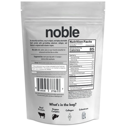 Noble Grass Fed Beef Protein Powder | Beef Protein w/Collagen, Colostrum, Organ Blend | Carnivore, Keto Friendly | Whey, Gluten Free | Muscle, Gut Health, Skin, Joint Support | 30 Servings, Vanilla Noble OriginsBuy Supplements Australia