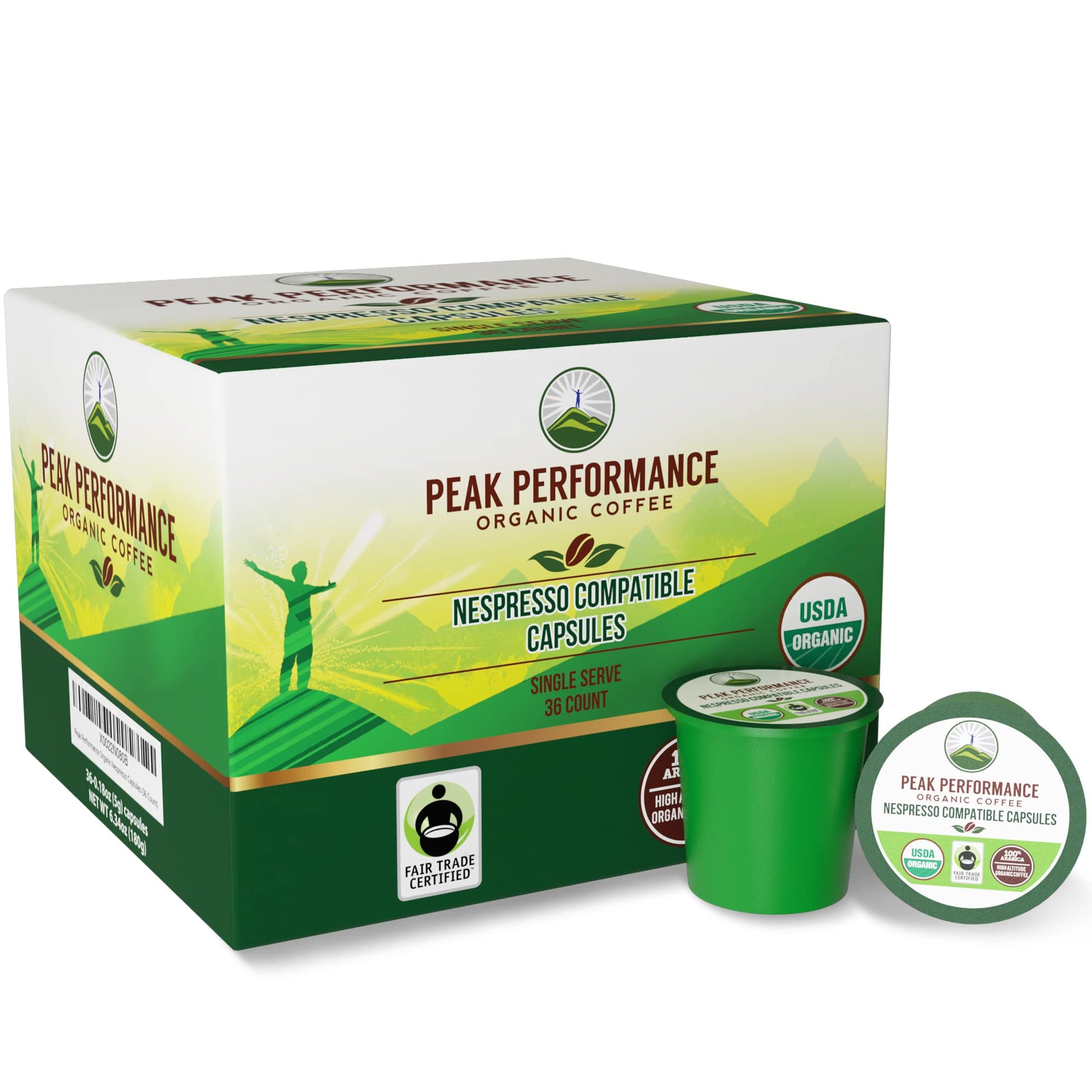 Peak Performance Organic Capsules for Nespresso Machines - Fair Trade, Low Acid, Organic Espresso Coffee Pods (36 Count) Compatible with All Nespresso Capsule Brewers - Medium Roast Single Serve Pod Peak PerformanceBuy Supplements Australia