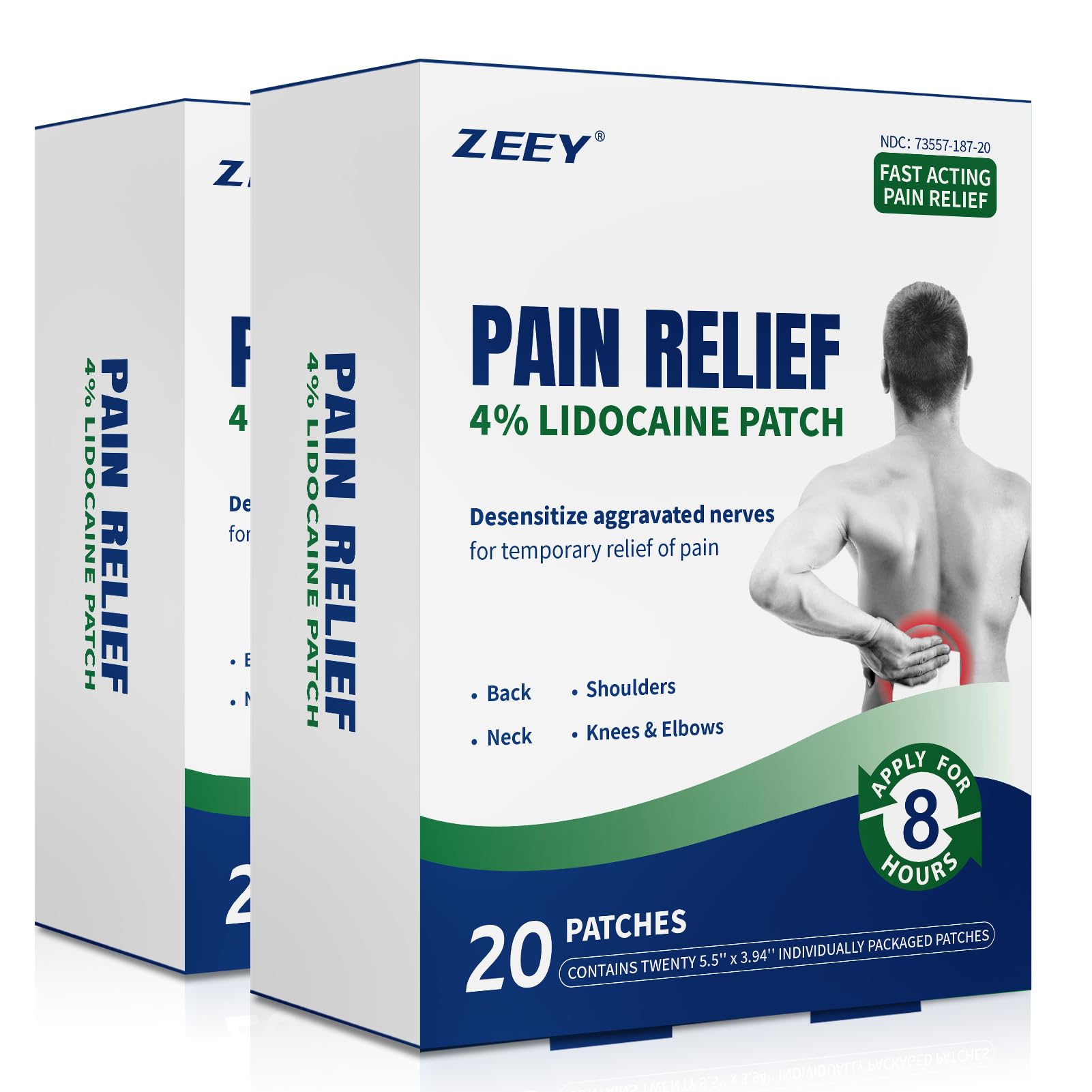 ZEEY 4% Lidocaine Pain Relief Patches, Maximum Strength OTC, for Back, Knee, Neck, Shoulders, Joints, Muscle Soreness, Fast Acting, Topical Anesthetic, Large Gel Patch, 5.5" x 3.94", 40Ct ZEEYBuy Supplements Australia