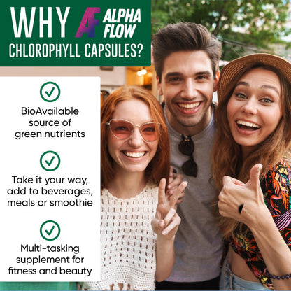 Chlorophyll Capsules 600 mg - Natural Chlorophyll Pills for Women & Men - Highly BioAvailable Alpha FlowBuy Supplements Australia