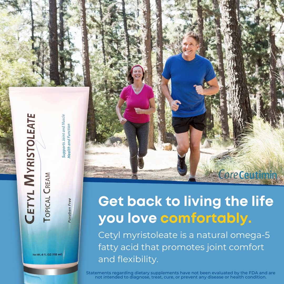 Cetyl Myristoleate Topical Cream Omega 5 Fatty Acid - Helps Reduce Joint and Muscle Discomfort - Includes Arnica, Glucosamine, Aloe,Jojoba, Sunflower & Sesame Seed Oil - 4oz. by Coreceutimin CoreCeutiminBuy Supplements Australia