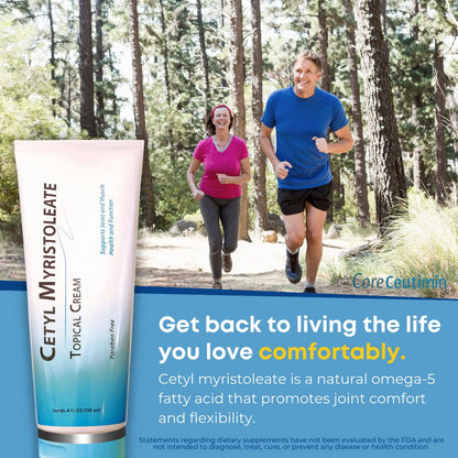 Cetyl Myristoleate Topical Cream Omega 5 Fatty Acid - Helps Reduce Joint and Muscle Discomfort - Includes Arnica, Glucosamine, Aloe,Jojoba, Sunflower & Sesame Seed Oil - 4oz. by Coreceutimin CoreCeutiminBuy Supplements Australia