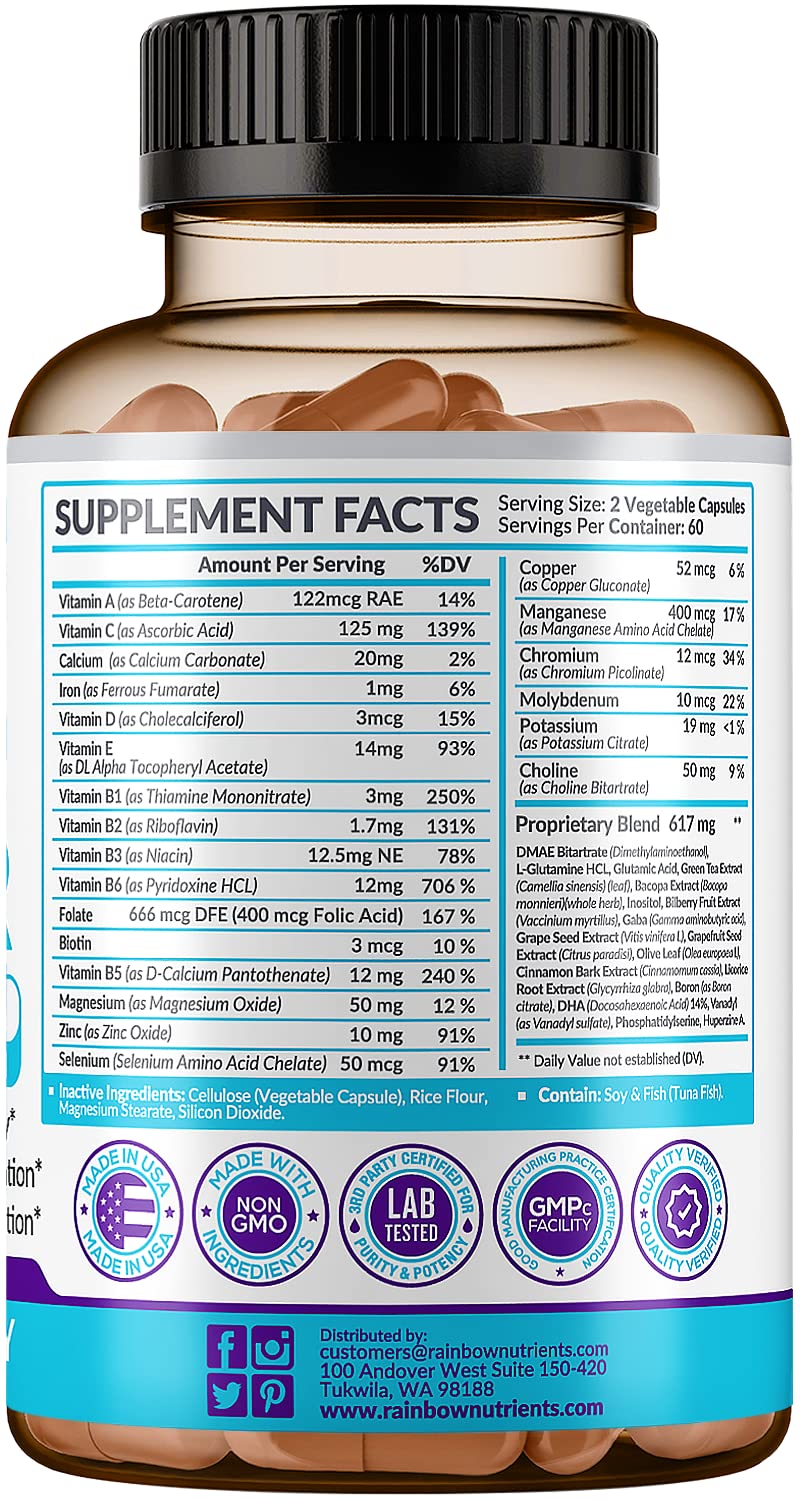 40-in-1 Brain Booster Supplements for Memory, Focus, Clarity, Energy, Performance Rainbow Nutrients, LLCBuy Supplements Australia