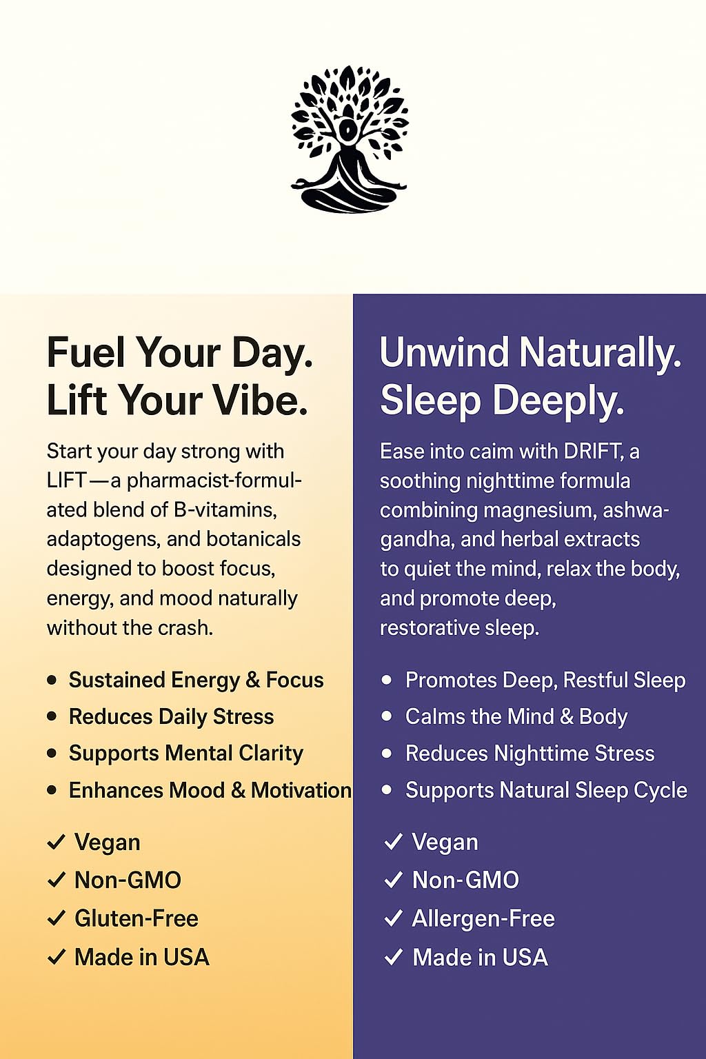 Prime Vibe Goods Lift & Drift – Energy & Stress Support Supplement – Adaptogens for Focus, Relaxation & Sleep – Ashwagandha, Magnesium, Rhodiola, GABA, Maca – Vegan (2-Pack, 120 Capsules) Prime Vibe GoodsBuy Supplements Australia