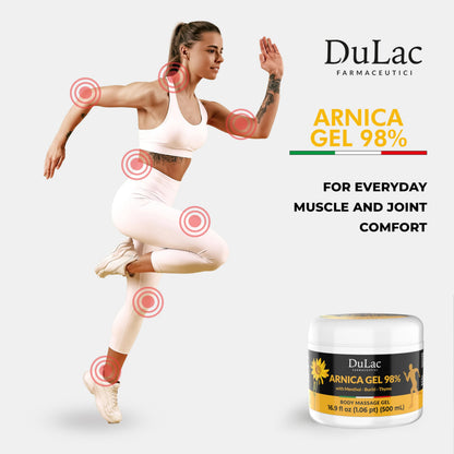 Dulac Arnica Body Massage Gel – Water-Based Cosmetic Massage Gel with Arnica Montana, Fast-Absorbing Lightweight Texture, Non-Greasy Feel, Dermatologically Tested, 16.9 fl oz DULÀC FARMACEUTICI 1982Buy Supplements Australia