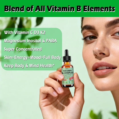 Vitamin B Complex Liquid Drops for Women Men & Kids, 15-in-1 VIT B Complex with Vitamin C B12 B6 B1 Niacin Folate Magnesium JUIWEFKKBuy Supplements Australia