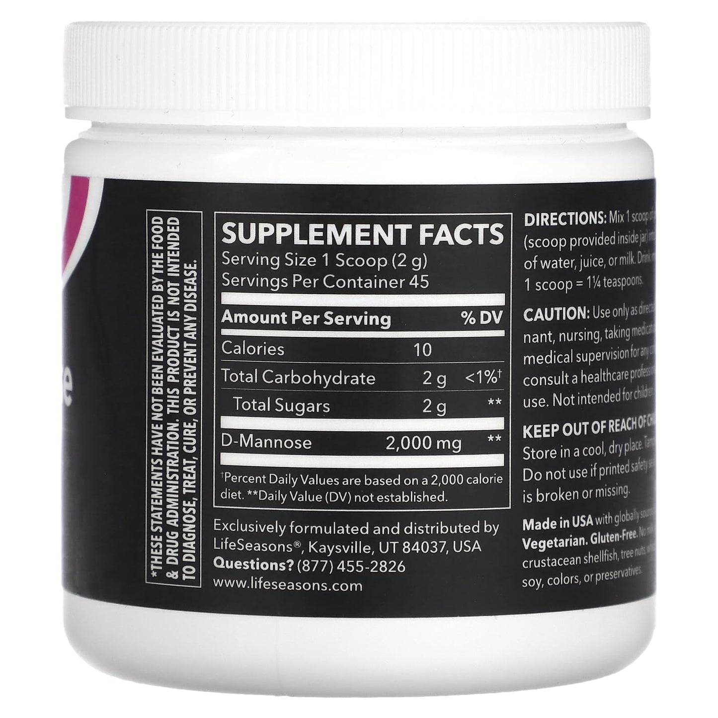 LifeSeasons D-Mannose Powder - Fast-Acting UTI Relief - Urinary Tract Health Supplement - Supports Healthy Levels of Microflora & Eases Bladder Discomfort - 45 Servings LifeSeasonsBuy Supplements Australia