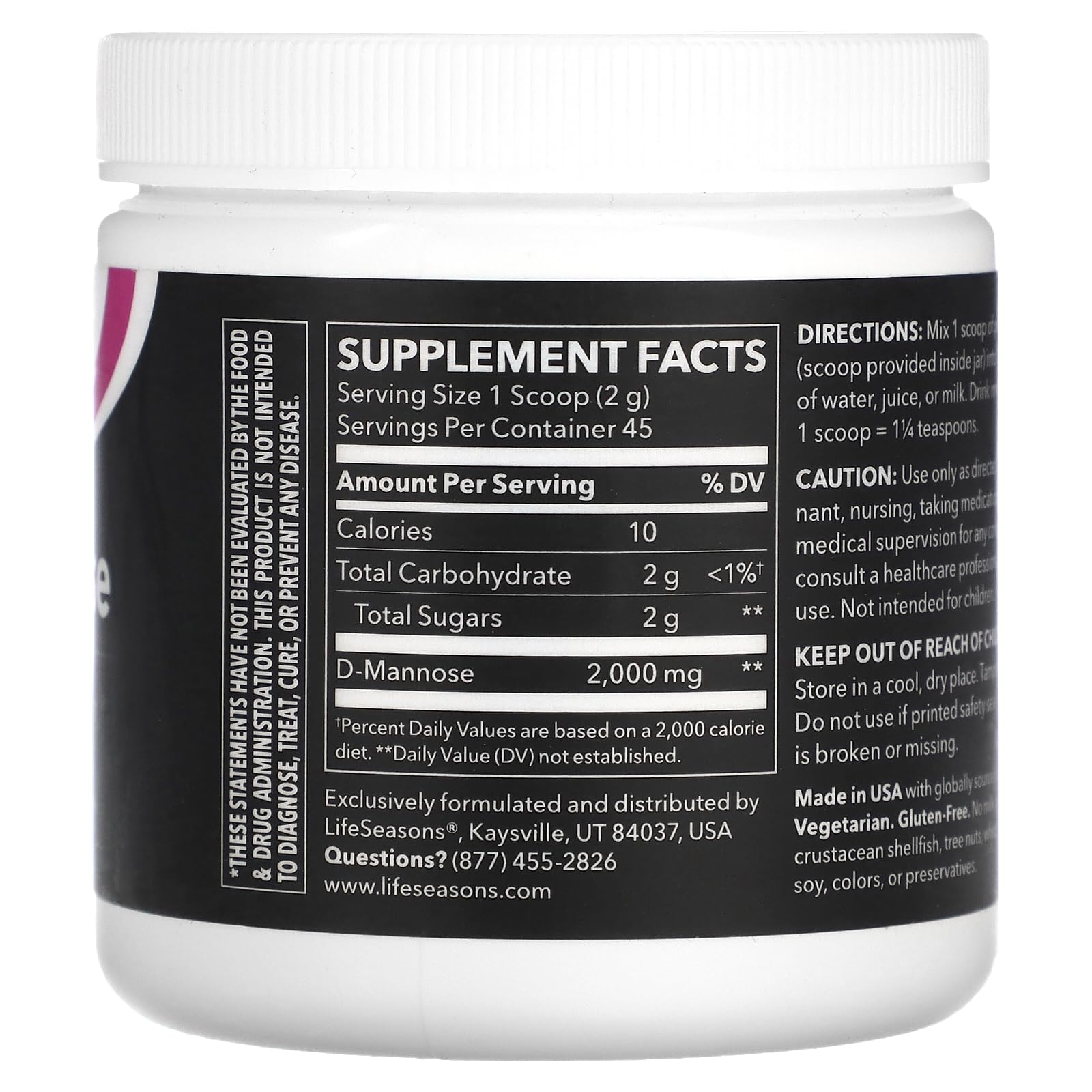 LifeSeasons D-Mannose Powder - Fast-Acting UTI Relief - Urinary Tract Health Supplement - Supports Healthy Levels of Microflora & Eases Bladder Discomfort - 45 Servings LifeSeasonsBuy Supplements Australia