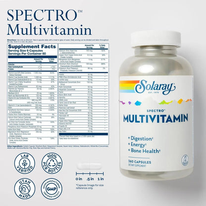 SOLARAY Spectro Multivitamin with Iron - Multi Vitamin with Calcium, Magnesium, Energizing Greens, Herbs & Digestive Enzymes SOLARAY