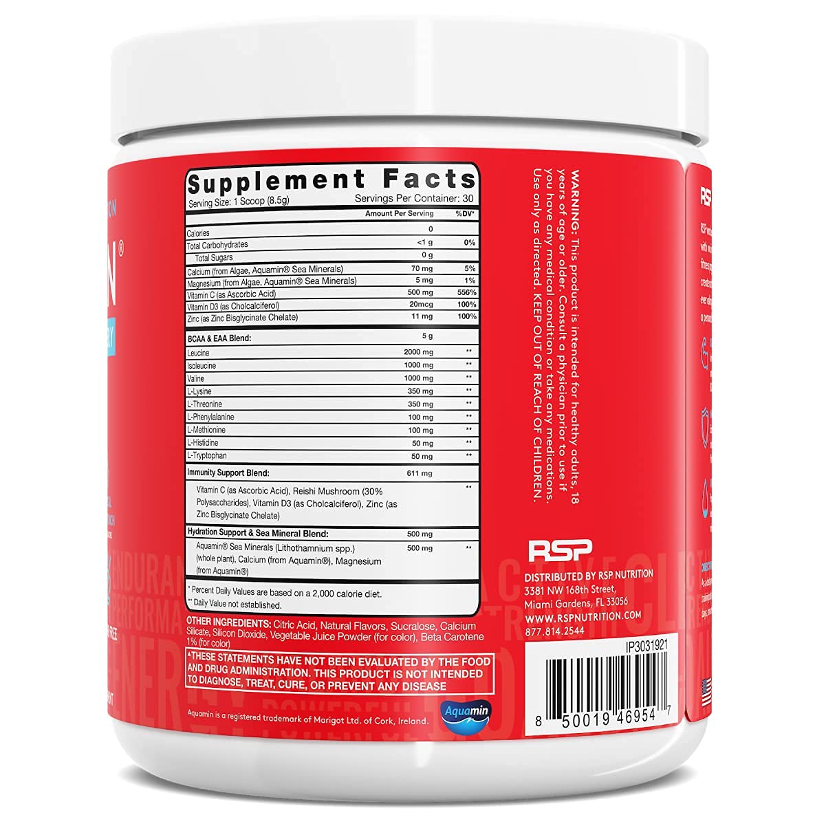 RSP NUTRITION AminoLean Pre Workout Energy (Blue Raspberry 30 Servings) with AminoLean Recovery Post Workout Boost (Tropical Island Punch 30 Servings)