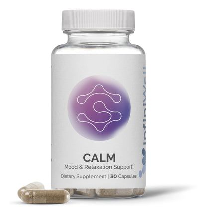 InfiniWell Calm - Mood & Cognitive Support Supplement for Adults with L-Theanine, Bacopa monnieri & DHH-B - Supports Relaxation, Focus & Mental Clarity (30 Capsules) InfiniWellBuy Supplements Australia