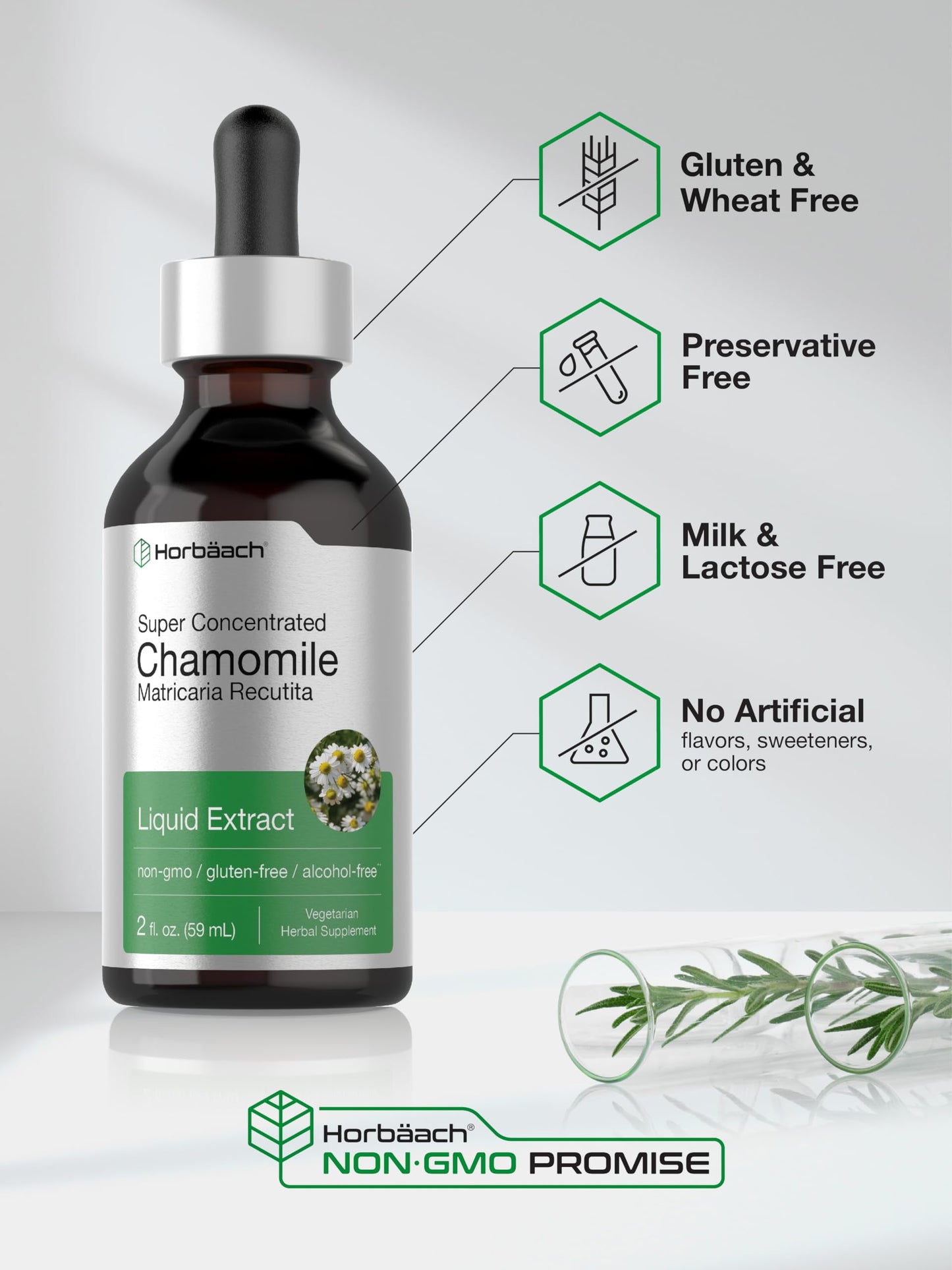 Chamomile Extract Liquid | 2 fl oz | Alcohol Free Supplement | Vegetarian, Non-GMO HorbäachBuy Supplements Australia