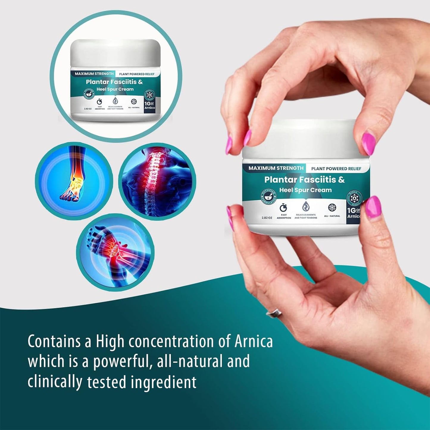 M PAIN MANAGEMENT TECHNOLOGIES Plantar Fasciitis And Heel Spur Cream By PMT - Cream For Foot Relief. High Concentration of Arnica; Vitamin B6, MSM, Glucosamine - To Soothe and Relieve - 2.82 OZ M PAIN MANAGEMENT TECHNOLOGIESBuy Supplements Australia