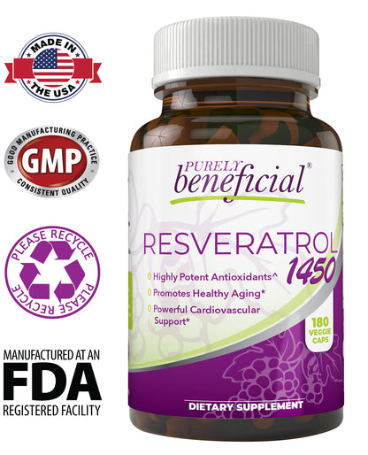 PURELY beneficial RESVERATROL1450-90day Supply, 1450mg per Serving of Potent Antioxidants PURELY beneficialBuy Supplements Australia