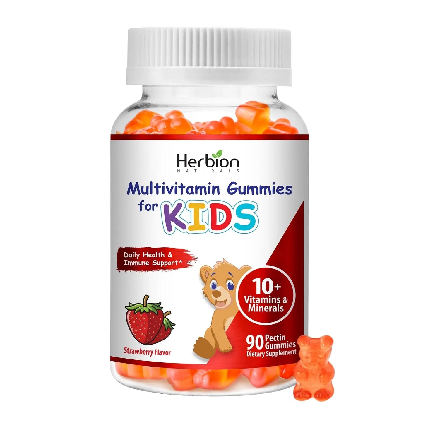 HERBION Naturals Multivitamin Gummies for Kids, Immune Support with Vitamin C, D3, B12, A, E & Zinc, Strawberry Flavor HERBIONBuy Supplements Australia