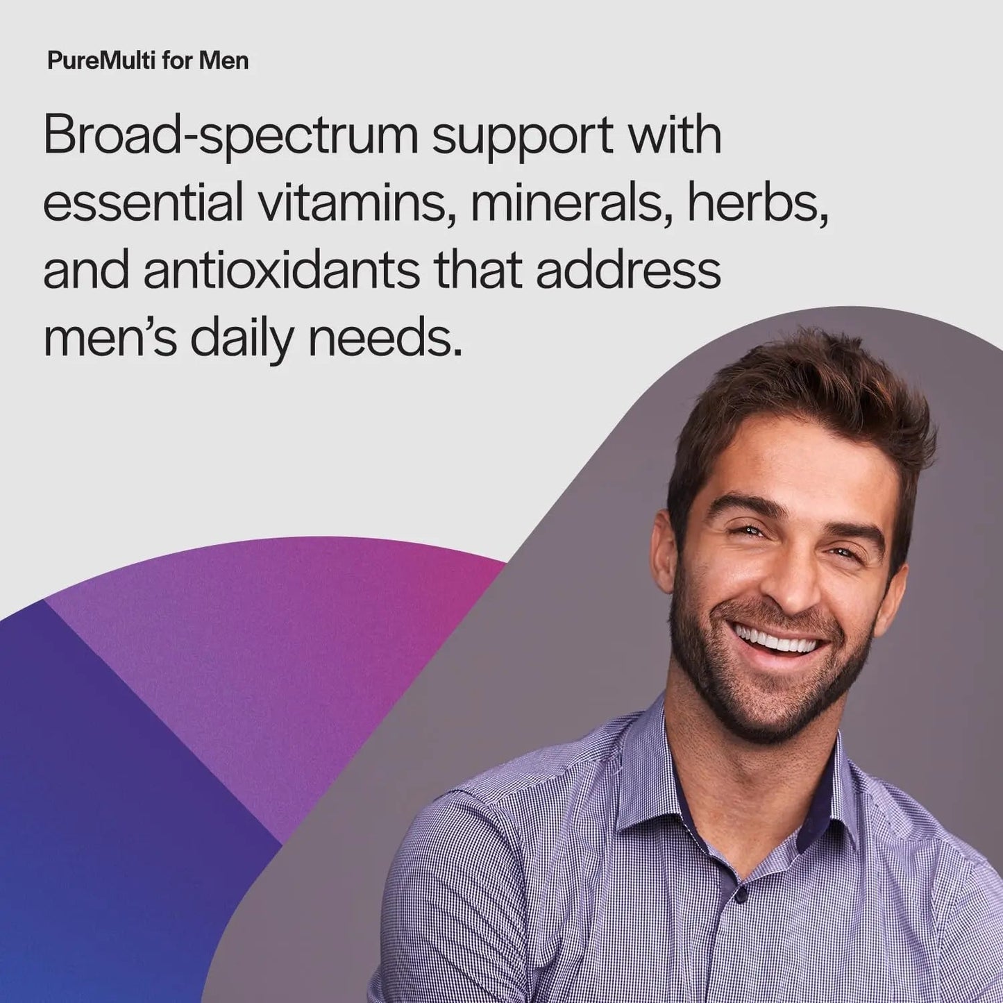 PureFormulas PureMulti for Men - Daily Comprehensive Multivitamin for Men's Health, Vitality, Energy, Focus, & Performance. Mens Vitamins A, C, D, E, & B12 PureFormulas