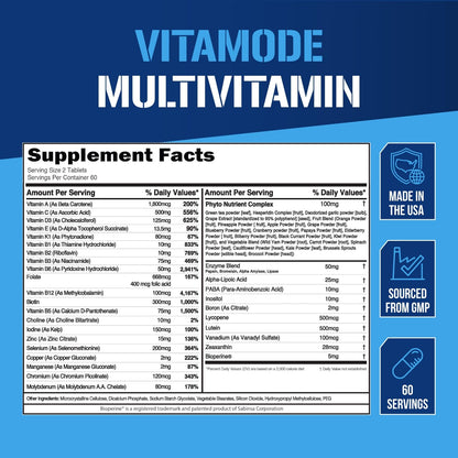 EVL Advanced Daily Multivitamin - Men's Multivitamin with Essential Minerals Phytonutrient Complex and VitaMode Active Mens Vitamins for Energy