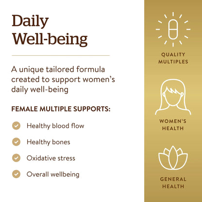 Solgar Female Multiple, 120 Tablets - Multivitamin, Mineral & Herbal Formula for Women - Advanced Phytonutrient SolgarBuy Supplements Australia