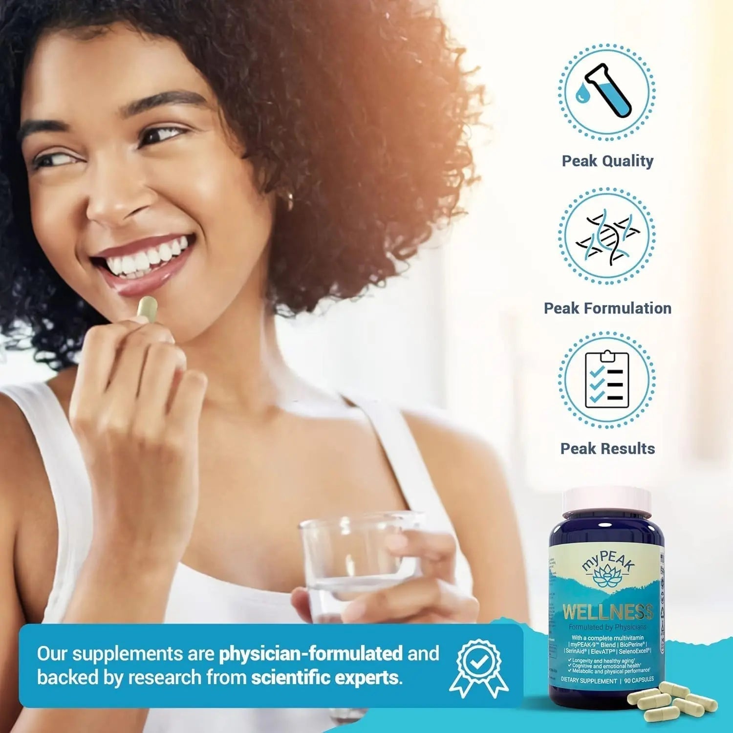 myPEAK Wellness Award-Winning Vegan Multivitamin with ElevATP Ancient Peat Extract, Natural Astaxanthin, Iron, Resveratrol and Alpha GPC myPEAK