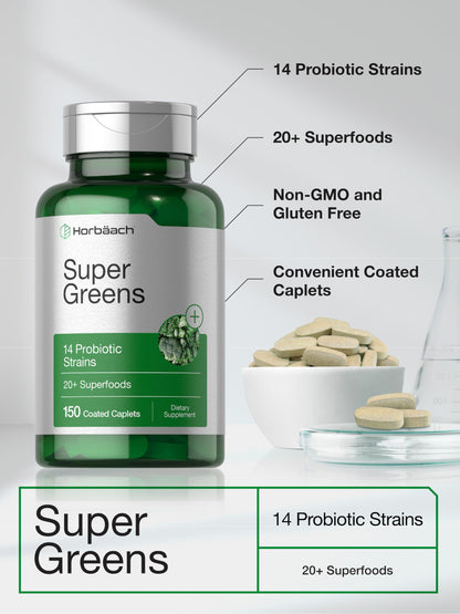 Horbäach Super Greens Supplement with Probiotics | 150 Caplets | Non-GMO, and Gluten Free HorbäachBuy Supplements Australia