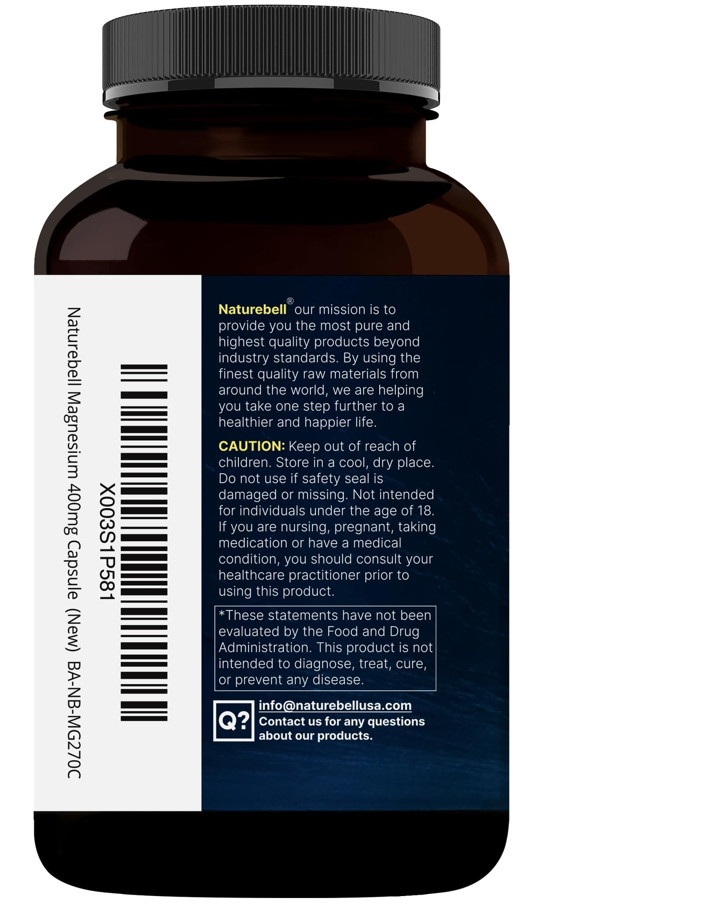 NatureBell Magnesium Glycinate 400mg Elemental, 270 Capsules | 100% Chelated for High Absorption | Supports Muscle, Bone & Heart Health | Non-GMO, Gluten-Free, Vegan NatureBellBuy Supplements Australia