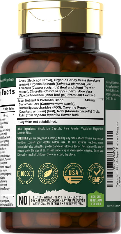 Tahoe Nutritionals Super Fruits and Veggies Capsules | 90 Count | Vegetarian, Non-GMO and Gluten Free Supplement Tahoe NutritionalsBuy Supplements Australia