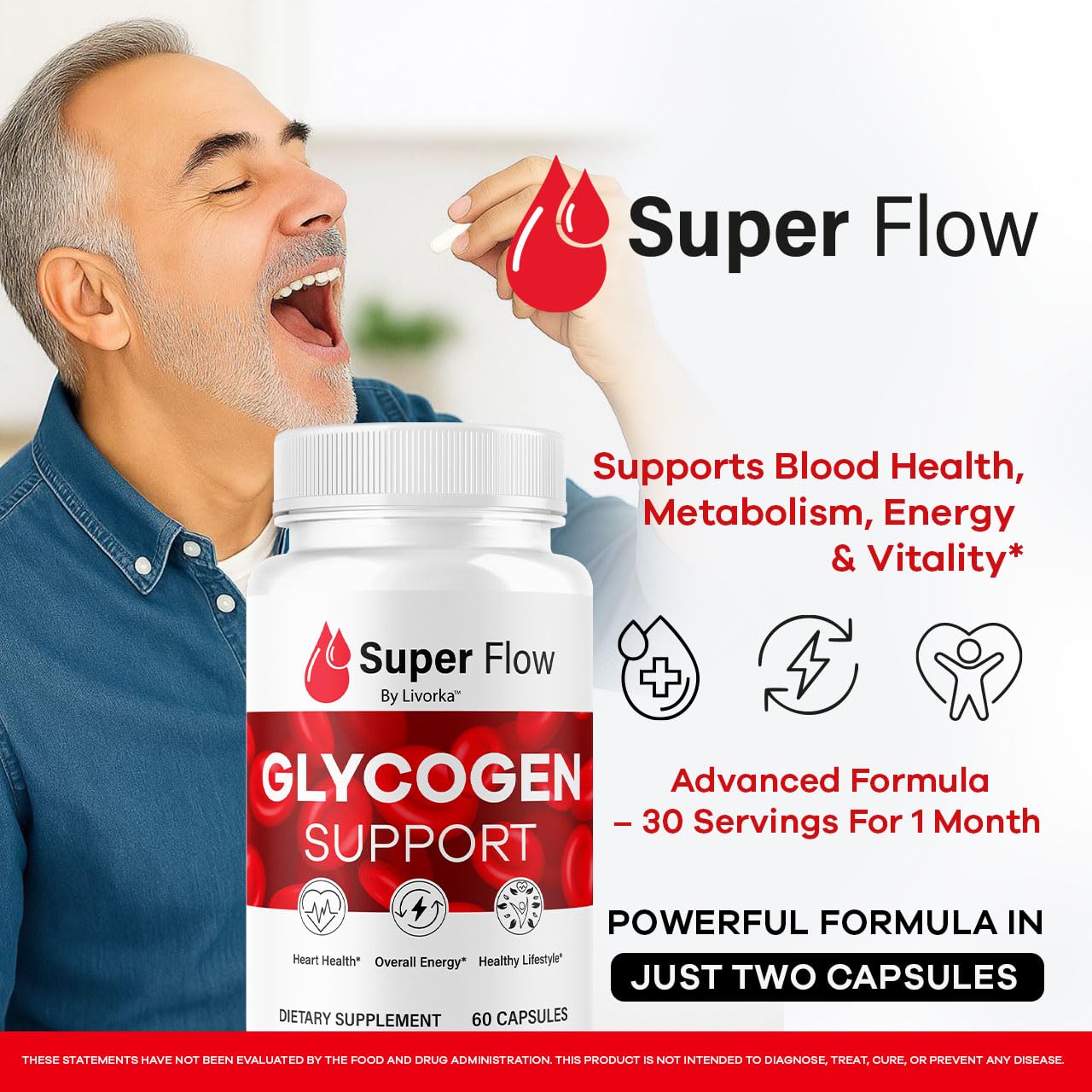 (2 Pack) Super Flow Glycogen Capsules - Official SuperFlow Advanced Glycogen Support Pills - Maximum Strength, Natural Formula Vitamins for Overall Health & Wellness Reviews, 120 Capsules for 2 Months LIVORKABuy Supplements Australia