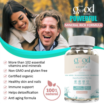 Trinity Blend Superfood -Sea Moss, Bladderwrack and Burdock Root Supplement for Overall Health Support, Hair, Skin and Nails 60ct The Good MossBuy Supplements Australia