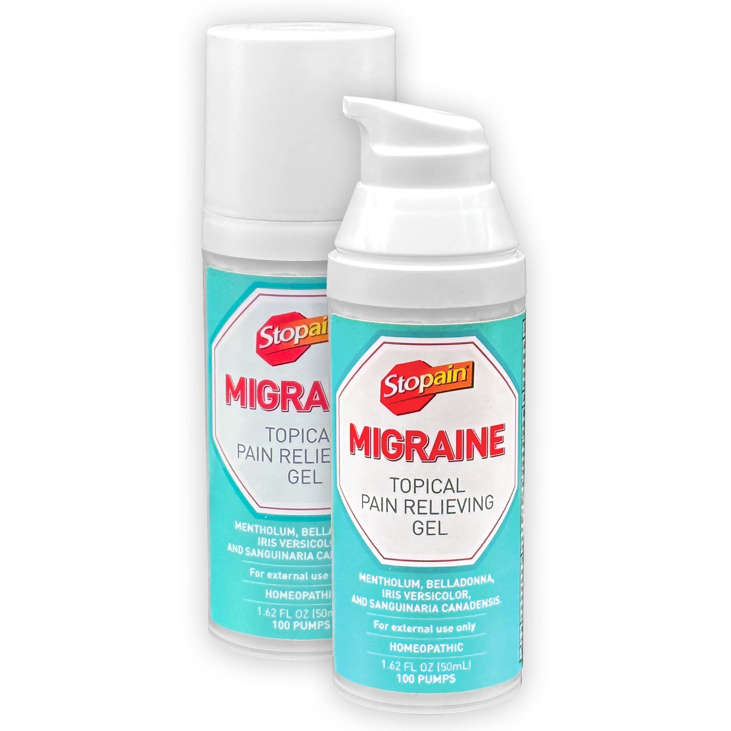 Stopain Migraine Pain Relief Gel Pump, 1.62oz (2 Pack), USA Made, Max Strength Fast Acting Research Proven Effective Topical, No Known Side Effects or Drug Interactions, HSA FSA Approved Products StopainBuy Supplements Australia