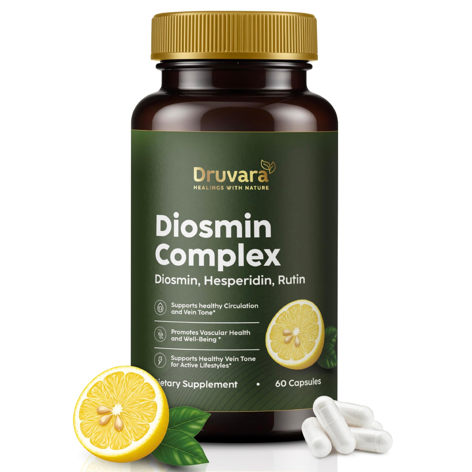 Druvara Diosmin Hesperidin with Rutin & B Vitamins | Vein Support Supplement for Leg Comfort, Healthy Circulation, Vein Strength & Improved Mobility - 60 Capsules DruvaraBuy Supplements Australia