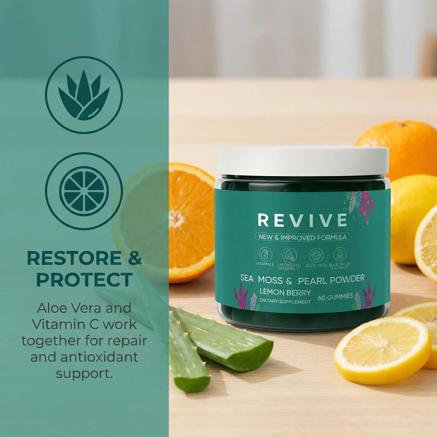 Balmbare Revive Gummies for Hair Loss - Sea Moss Gummies with Vitamin C, Vitamin E, Aloe Vera, Pearl Powder Supports Faster Hair Growth RulinalBuy Supplements Australia