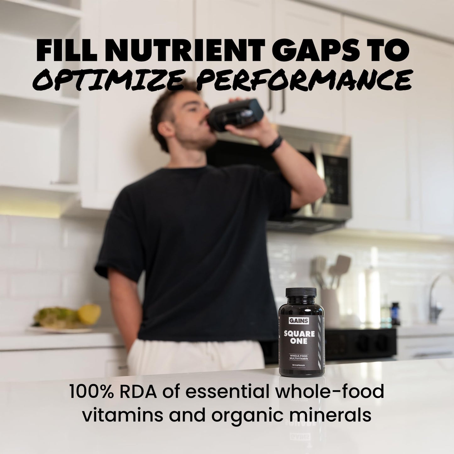 Gains in Bulk Square 1 Multivitamin and Mineral Supplement for Women and Men, Vitamins, Digestive Enzymes and Organic Minerals for Muscle Health, Performance and Immune Support, 90 Capsules GAINS IN BULK GAINSINBULK.COMBuy Supplements Australia