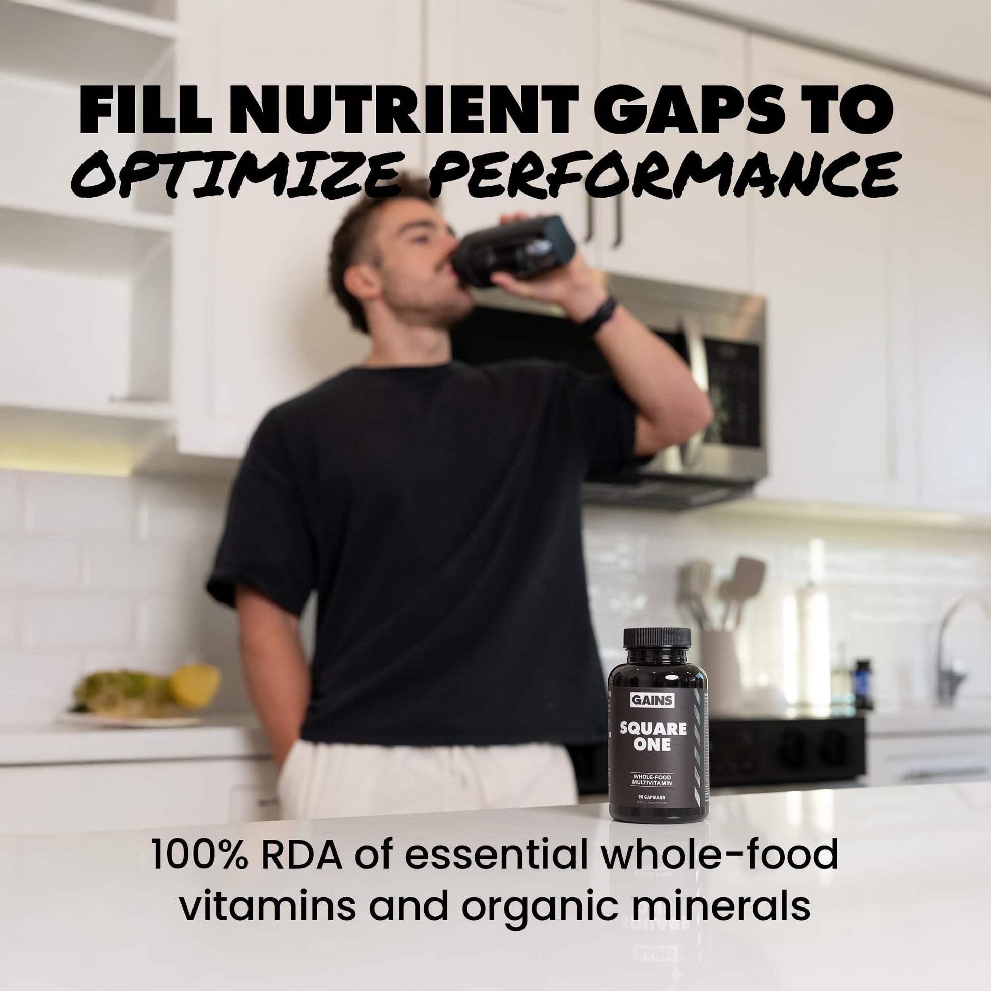 Gains in Bulk Square 1 Multivitamin and Mineral Supplement for Women and Men, Vitamins, Digestive Enzymes and Organic Minerals for Muscle Health, Performance and Immune Support, 90 Capsules GAINS IN BULK GAINSINBULK.COMBuy Supplements Australia