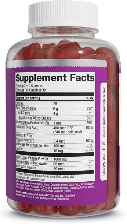 Essential Elements Apple Cider Vinegar Gummies from The Mother - Naturally-Sourced Essential ElementsBuy Supplements Australia