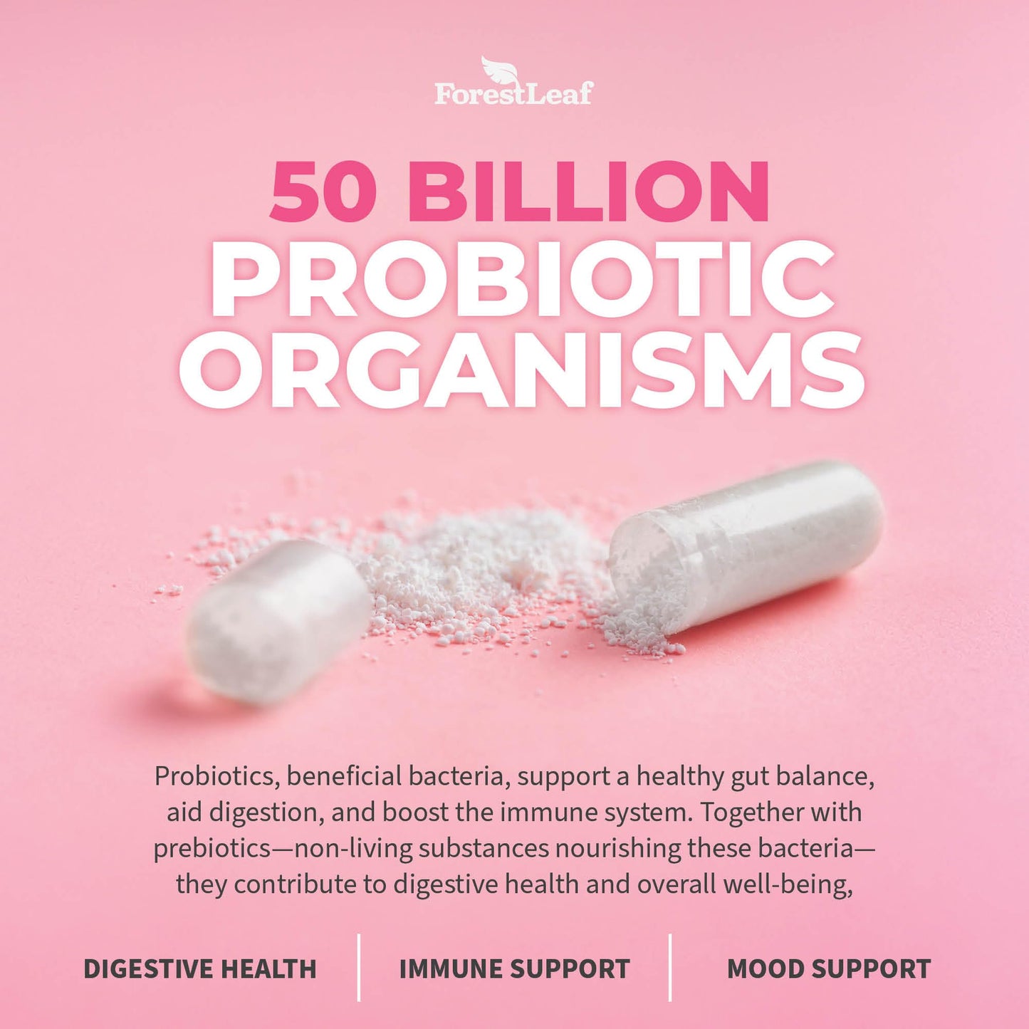 ForestLeaf Womens Probiotic 50 Billion CFU with Organic Prebiotics, Digestive Enzymes ForestLeafBuy Supplements Australia