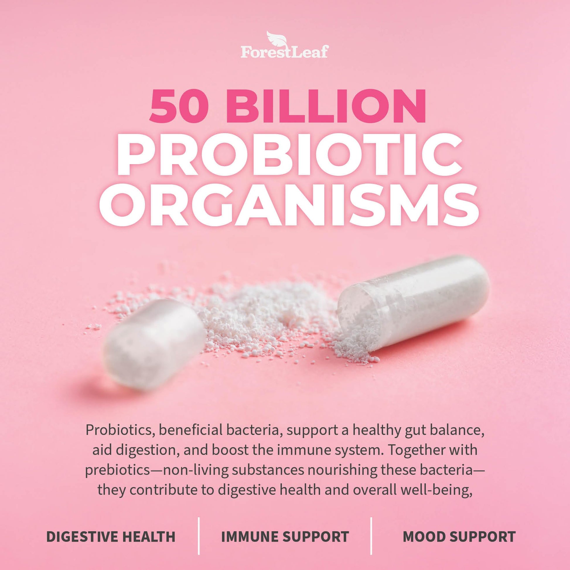 ForestLeaf Womens Probiotic 50 Billion CFU with Organic Prebiotics, Digestive Enzymes ForestLeafBuy Supplements Australia