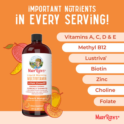 MaryRuth's Liquid Multivitamin+Hair Growth | Clinically Tested for Thicker Hair & Facial Wrinkles in Women | Biotin 10000mcg | Lustriva Hair Growth Supplement | MaryRuth OrganicsBuy Supplements Australia